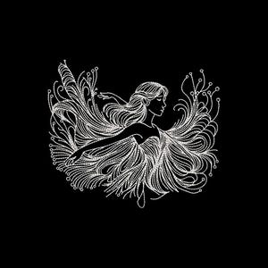 Flowing Fairy Machine Embroidery Design: Glow Art, 8 Formats (Digital Download)