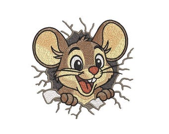 Cheeky Baby Mouse Embroidery Design: Machine Embroidery Pattern (Digital File, 5 Sizes)