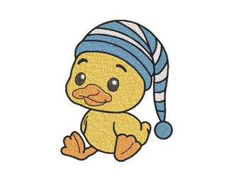 Sleepy Duck Machine Embroidery Design: Adorable Animal (Digital File)