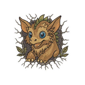Patrón de bordado de dragón bebé descarado 1 Dragón bordado a máquina Diseño adorable de dragón bordado Archivo digital 5 tamaños