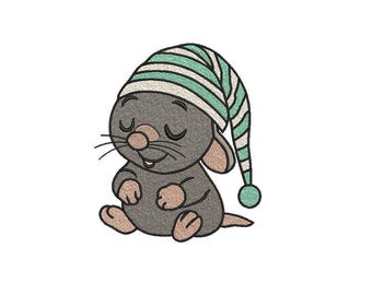 Sleepy Mouse Machine Embroidery Design: Adorable Animal (Digital File)