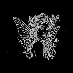 Fairy Glow Machine Embroidery Design: Black Fabric, 8 Formats (Digital Download)