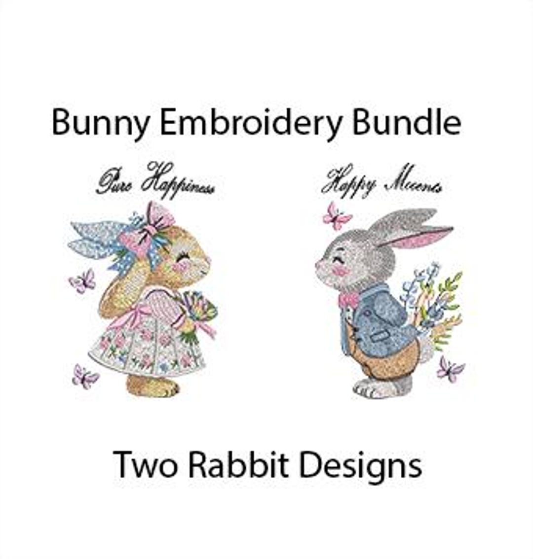 Bunny Embroidery Bundle – Two Realistic Rabbit Designs (digital ...