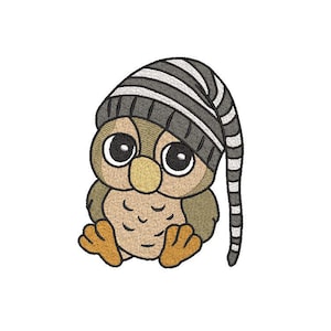 Sleepy Owl Embroidery pattern Embroidery  Sleepy Owl Machine Embroidery Adorable embroidered  Sweet animals design Digital File  5 Sizes
