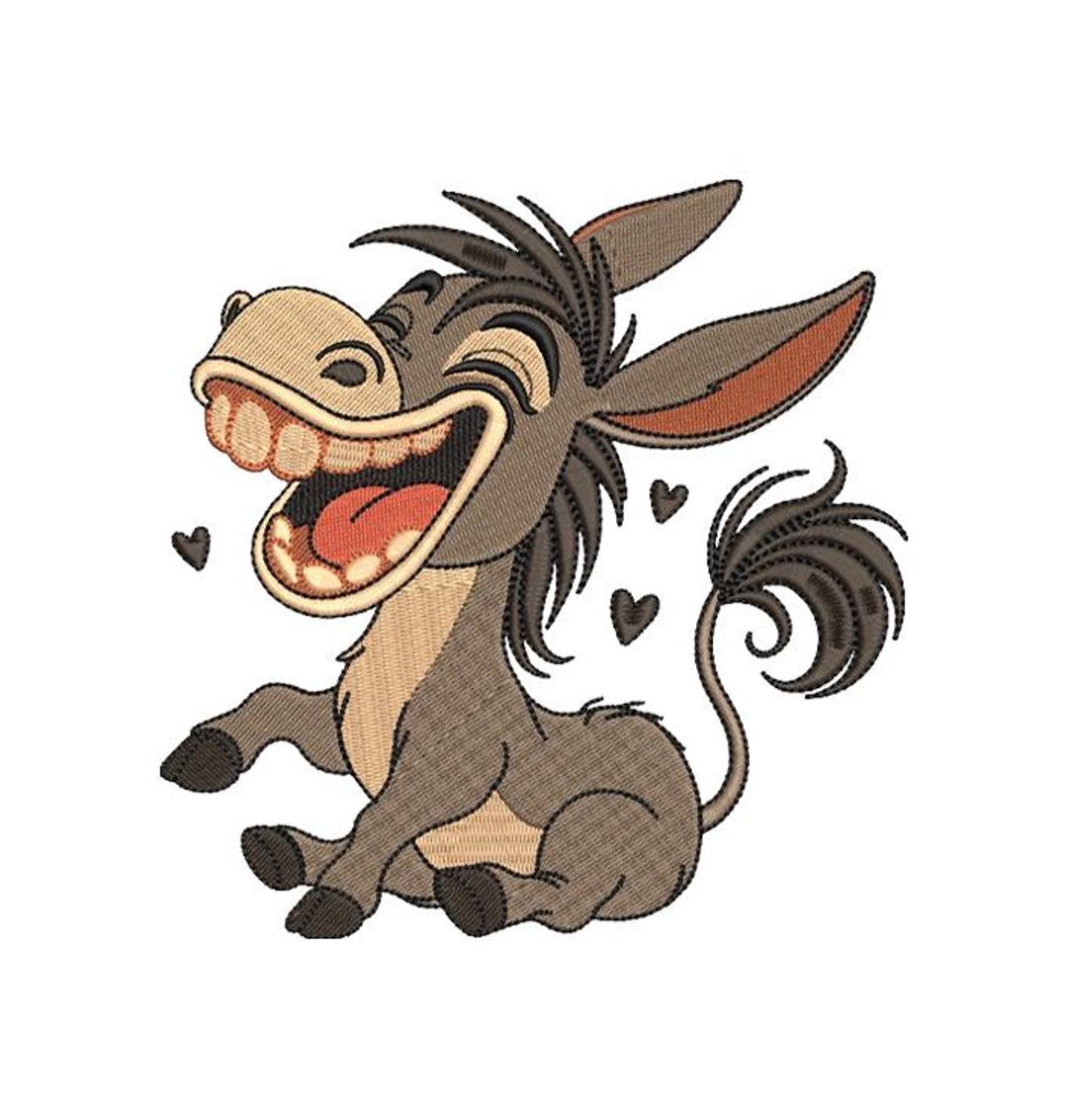 Laughing Donkey Machine Embroidery Design: Cartoon Comic Animal ...