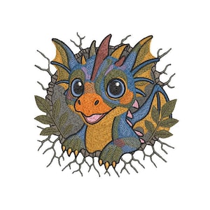 Patrón de bordado de dragón bebé descarado Bordado de dragón Bordado a máquina Adorable diseño de dragón bordado Archivo digital 5 tamaños