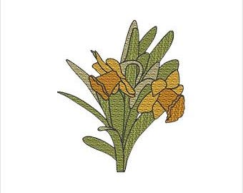 Daffodils Machine Embroidery Design: Narcissus Floral (8 Formats, 5 Sizes) Digital File
