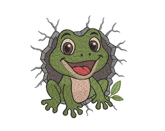 Cheeky Baby Frog Machine Embroidery Design: Adorable Critter (Digital File)