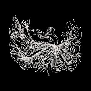Dancing Fairy Machine Embroidery Design: Black Fabric Art (8 Formats, 5 Sizes)