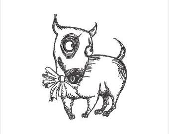 Cute dog sketch Machine  Embroidery Design - Puppy Sketch (Instant Download, 8 Formats, 5 Sizes)