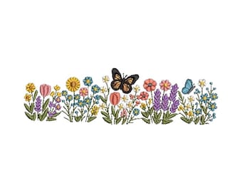 Blooming Flowers Machine Embroidery Design: Field of Flowers (Digital File, 5 Sizes