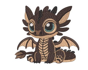 Cute Baby Dragon Embroidery Design – Machine Embroidery File (6 Sizes)