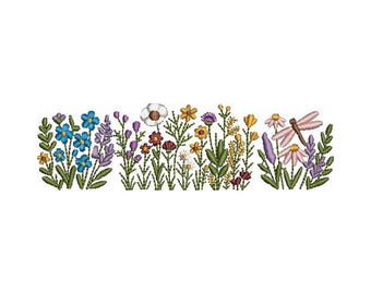 Blooming Flowers Machine Embroidery Design: Field of Flowers (5 Sizes, Digital File)
