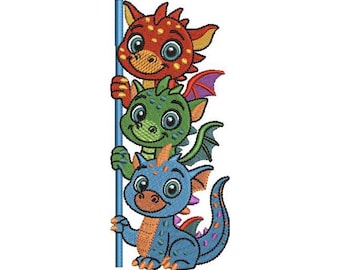 Baby Dragons Embroidery Design: Machine Embroidery, 8 Formats (Digital File)