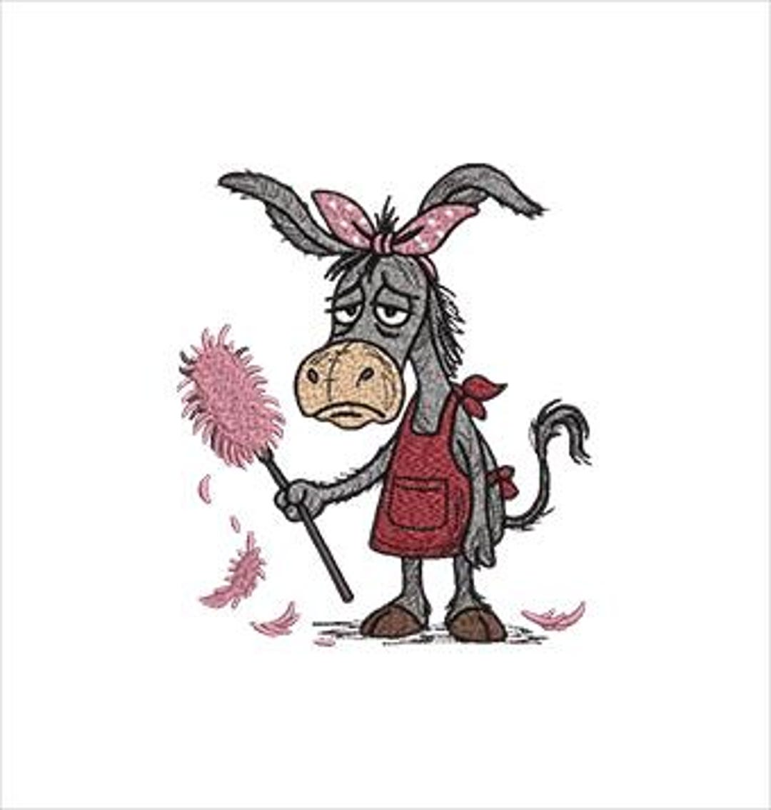 Cleaning Donkey Machine Embroidery Design: Housekeeping Animal (digital ...