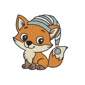 Sleepy Fox Embroidery pattern Embroidery  Sleepy Fox Machine Embroidery Adorable embroidered  Sweet animals design  Digital File  5 Sizes