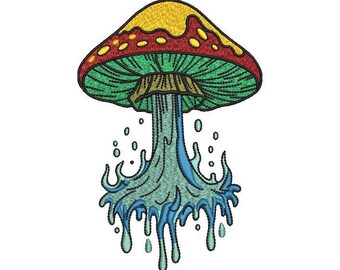 Machineborduurontwerp psychedelische paddestoel: trippy Art, 8 formaten (digitaal bestand)