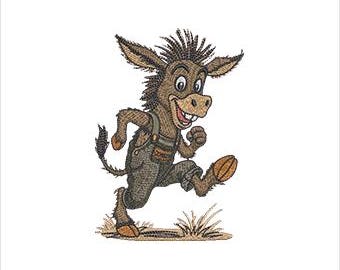 Happy Donkey  Machine Embroidery Design:  funny donkey Digital File 8 formats 5 Sizes!