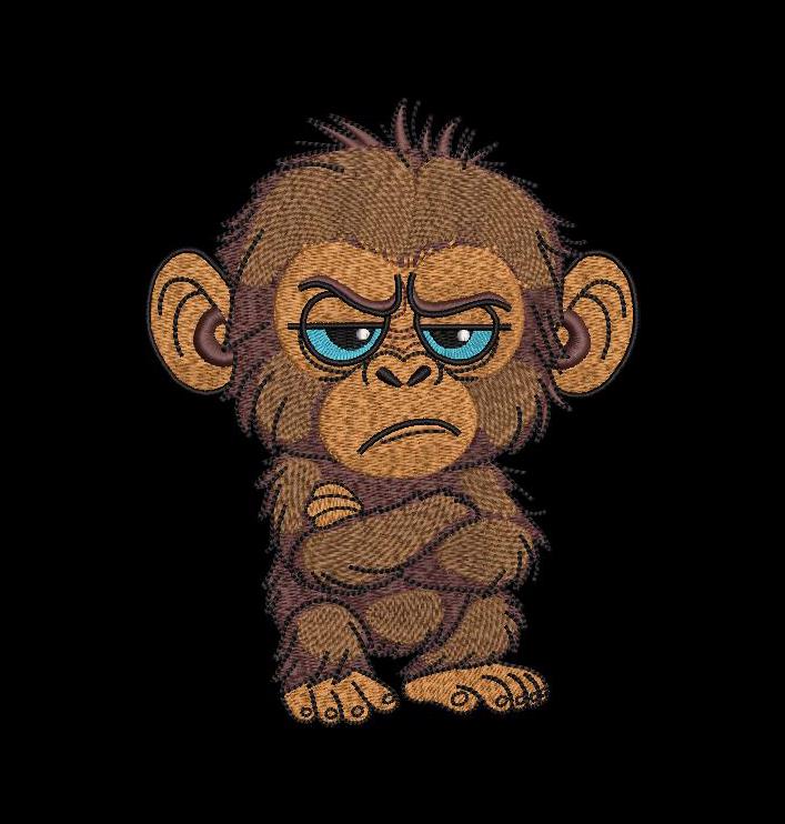 Grumpy Monkey Embroidery Design: Machine Embroidery File (6 Sizes, 8 ...