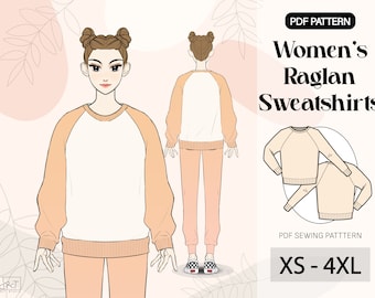 Women sweatshirt Pattern|Sweatshirt women trendy|Oversize women sweatshirt|Women Raglan pattern|Sweatshirt for women|PDF A4 pattern|XS-4XL