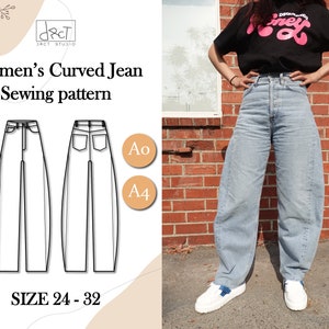 A4, A0 | Women&#39;s Curved Sewing Pattern | 24 - 32 | Digital PDF
