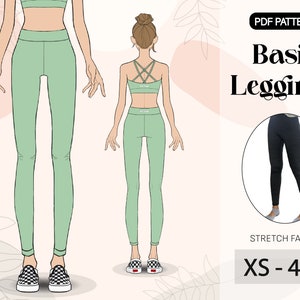 A4, A0  | Women&#39;s Basic Leggings Sewing Pattern | XS - 4XL | Digital PDF