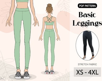 Women's Leggings Sewing Pattern | XS-4XL Stretch Fabric (PDF Download)