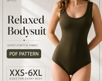 Women’s Relaxed Bodysuit | PDF Sewing Pattern | XXS–6XL | A4 / A0 / Letter | Digital Download
