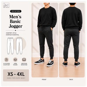 Men's Relaxed Fit Jogger Sewing Pattern (XS-4XL) (A4/A0 PDF)