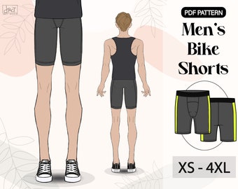A4, A0 | Men&#39;s Bike Shorts Sewing Pattern | XS-4XL | Men&#39;s Cycling Shorts | Active Casual Shorts | Digital PDF