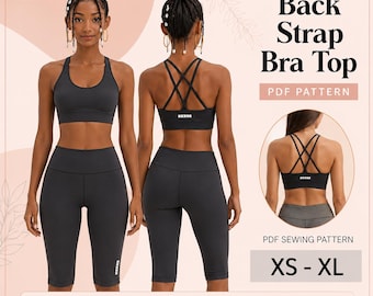 Women’s Backstrap Bra Top | PDF Sewing Pattern | XS–XL | A4 / A0 / Letter | Digital Download