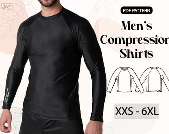 A4, A0 | Men&#39;s Compression shirts Sewing Pattern | XXS_6XL | Rashguard for Men | High Stretch Men&#39;s | For Running, Sports | Digital PDF