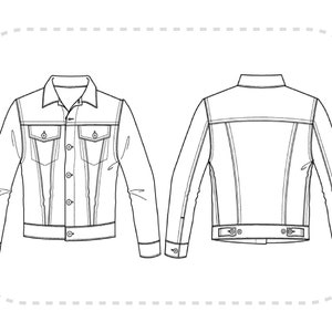 XXS-5XL Men's Basic Denim Jacket Sewing Pattern Digital PDF A4, A0 image 2