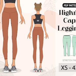 A4 /A0 |  Women's Capri Leggings Sewing Pattern | XS-4XL | Digital PDF