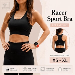 Naaipatroon sportbeha racerback | XS-XL, sportkleding (digitale pdf-download)