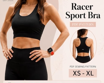 Racerback Sports Bra Sewing Pattern | XS-XL, Activewear (PDF Digital Download)
