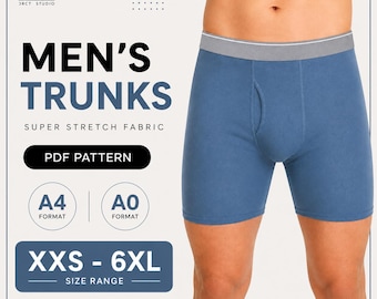 Men's Trunk Underwear PDF Sewing Pattern | Boxer Briefs | Men's Underwear Pattern | XXS-6XL | A4 A0 US Letter