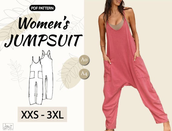 Women’s Jumpsuit Sewing Pattern | PDF | Loose Fit Romper | XXS–3XL | A4 A0