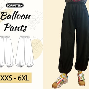 A4,A0 | Balloon Pants Sewing Pattern | XXS-6XL | Baggy pants pattern | Boho pants pattern | Harem Pants pattern | Cosplay pants pattern