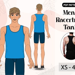 A4 /A0 | Men&#39;s Racer Tank Sewing Pattern | XS-4XL | Digital PDF