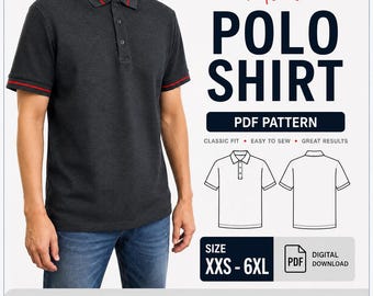 Men’s Polo Shirt | PDF Sewing Pattern | XXS–6XL | A4 / A0 / Letter | Digital Download