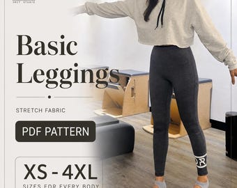 Women's Leggings PDF Sewing Pattern | Basic Leggings | Stretch Fabric | Yoga Leggings Pattern | XS-4XL | A4 A0 US Letter | Digital Download