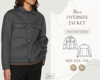 Men’s Oversized Jacket | PDF Sewing Pattern | XXS–3XL | A4 / A0 / Letter | Digital Download
