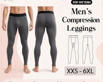 Men's Compression Leggings Sewing Pattern, Athletic Tights PDF (XXS-6XL)