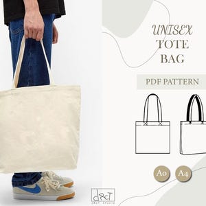 A4, A0 | Tote Bag Sewing Pattern |  One Size | Digital PDF