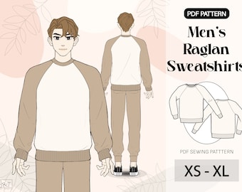 Mens sweatshirt Pattern|Raglan Sweatshirt pattern|Oversize sweatshirt |Raglan pattern|Crewneck sweatshirt pattern|PDF A4 pattern|XS-XL