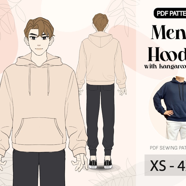 Men Hoodie Pattern|Hoodie sewing pattern|Men sewing pattern|Sewing pattern for men|Oversize hoodie pattern|PDF A4 pattern|man pattern|XS-4XL