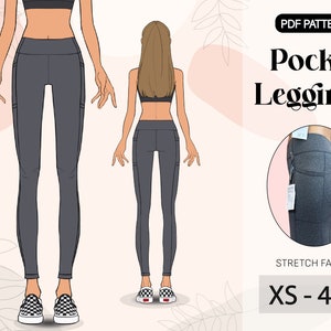 Shiny Black Spandex Leggings With Jeans Back Pockets, by LENA