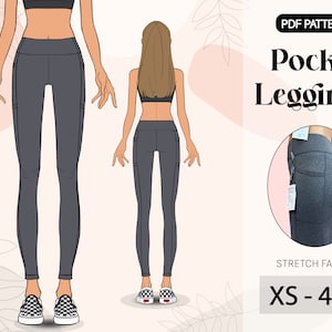 High Waisted Leggings Sewing Pattern for Women,yoga, Workshop