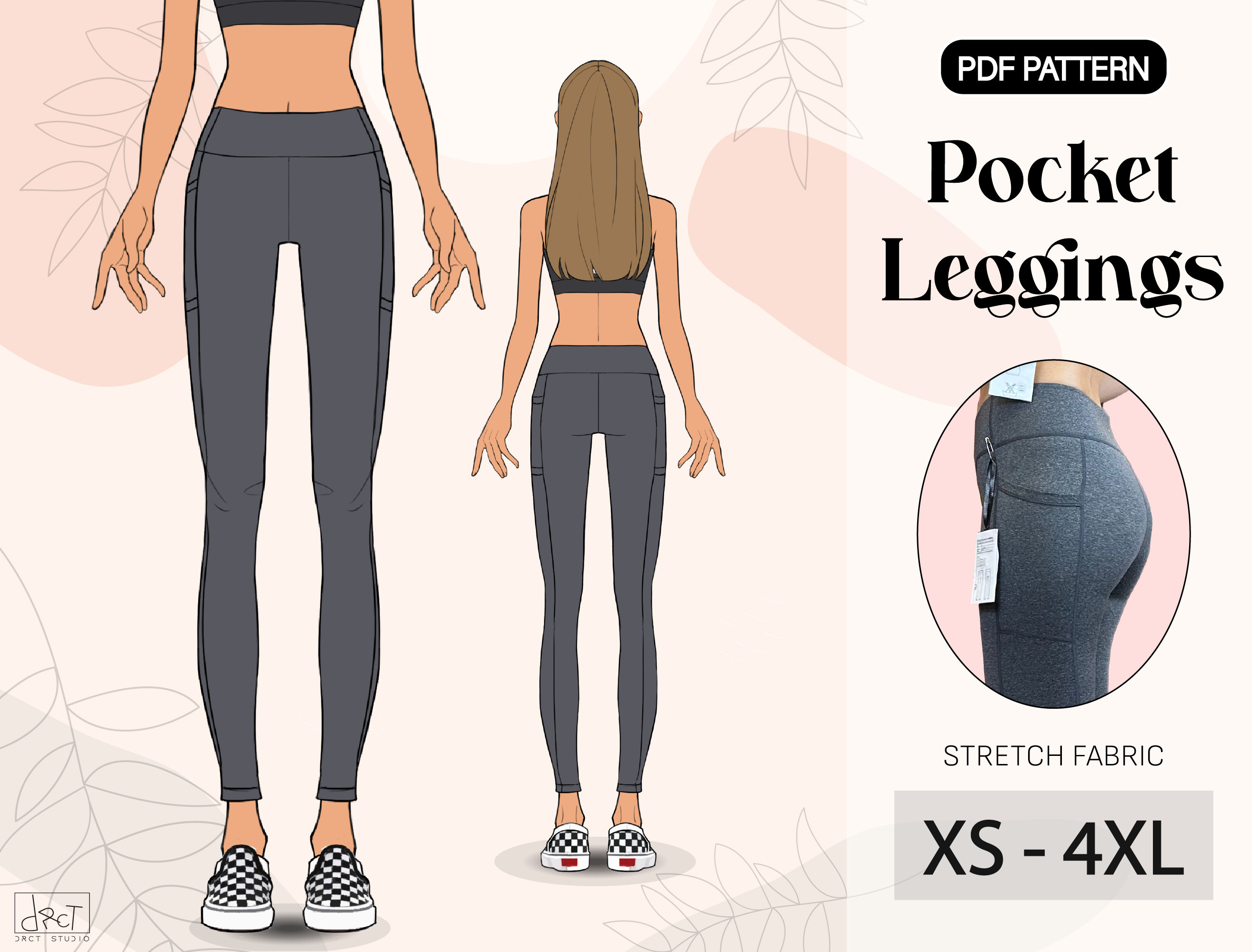 Eugenia Sportswear PDF sewing pattern and sewing tutorial including 4  length leggings and sports bra with racer back style